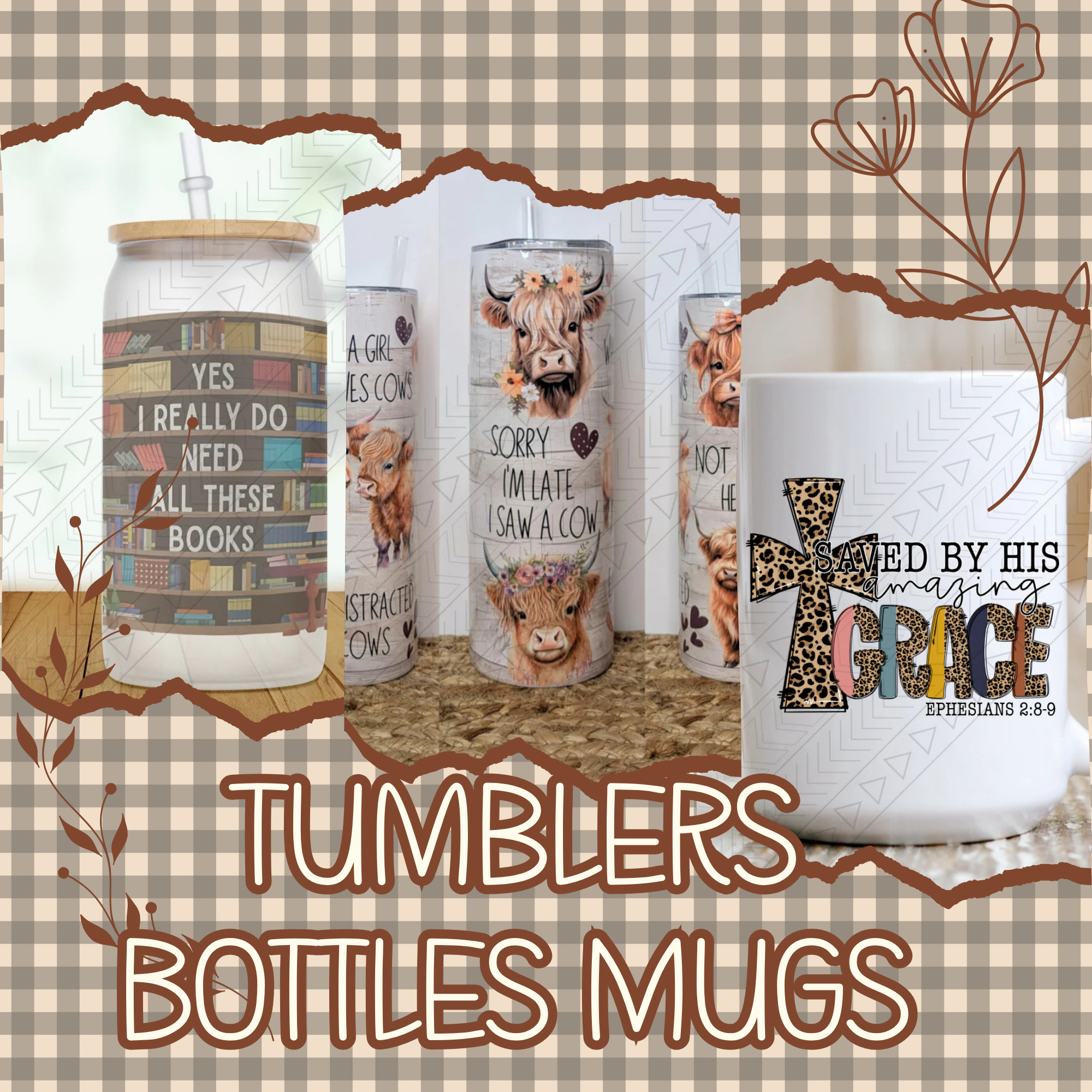Tumblers, Bottles, Mugs