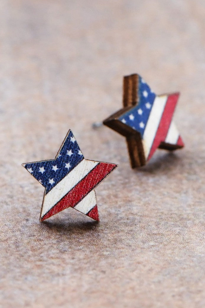 Americana Patriotic Red White Blue Stud Earrings