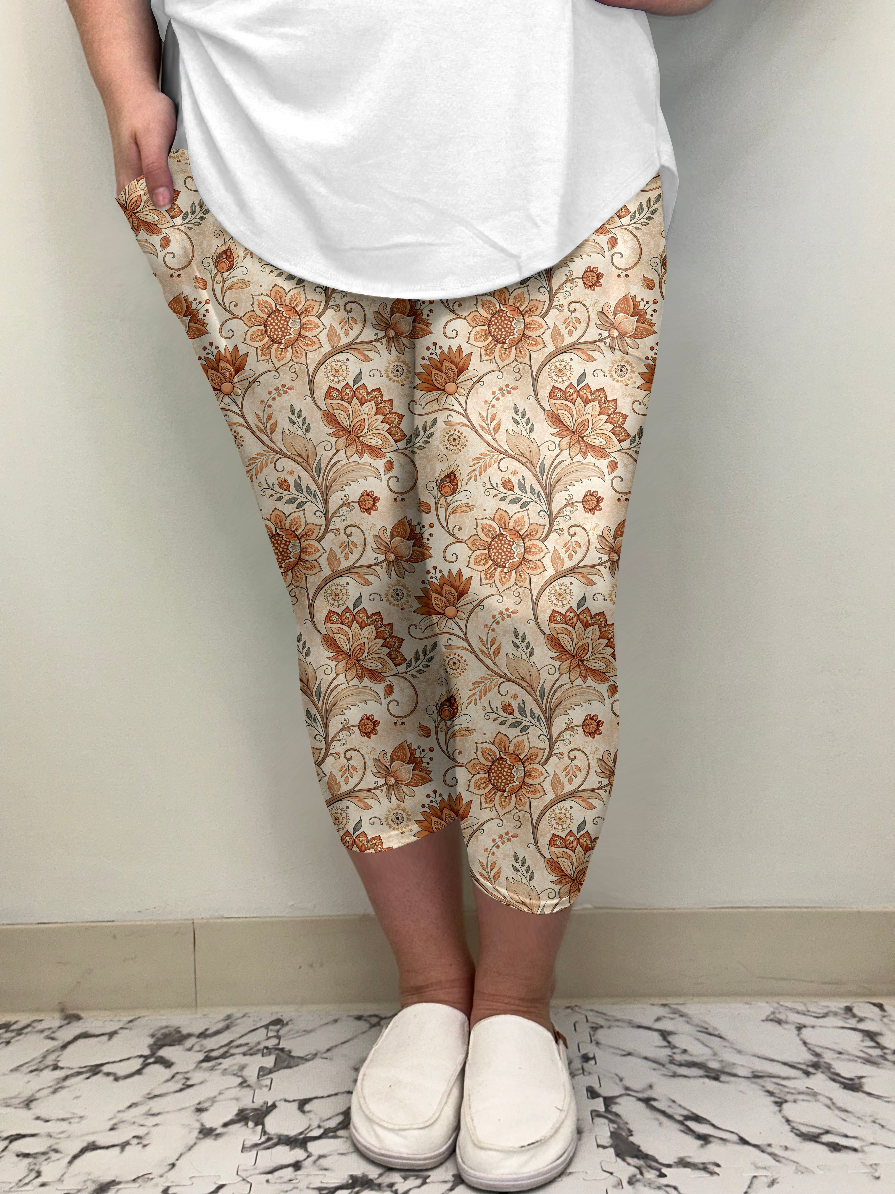 Neutral Floral Leggings/Capris | Run Ends 2/24 | ETA 42 Days