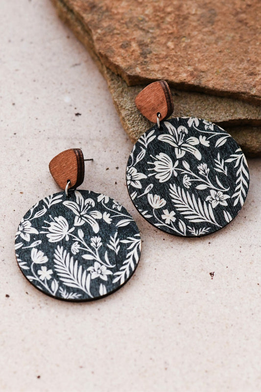 Boho Painted Wood Drop Earrings