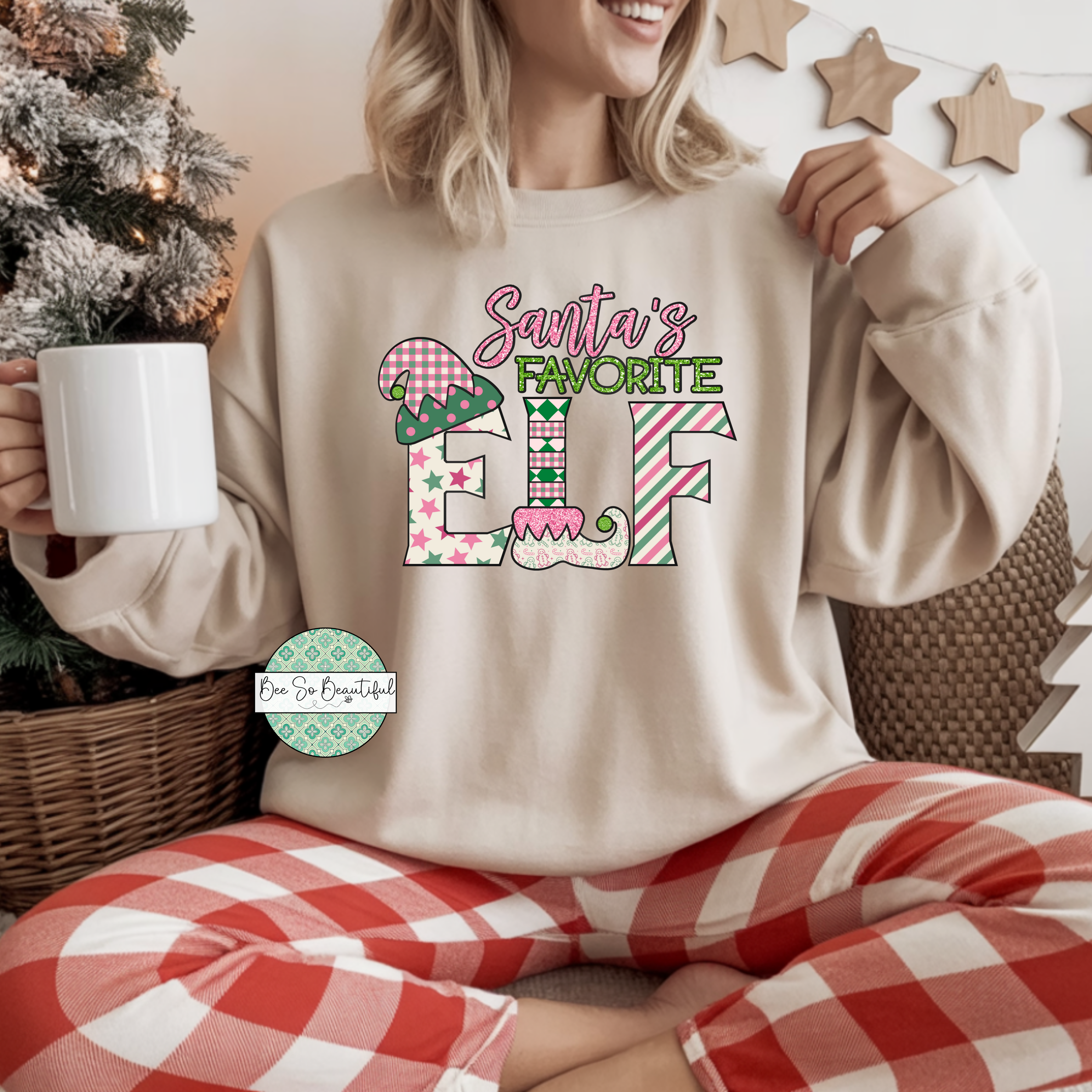 Santa's Favorite Elf Pink and Green