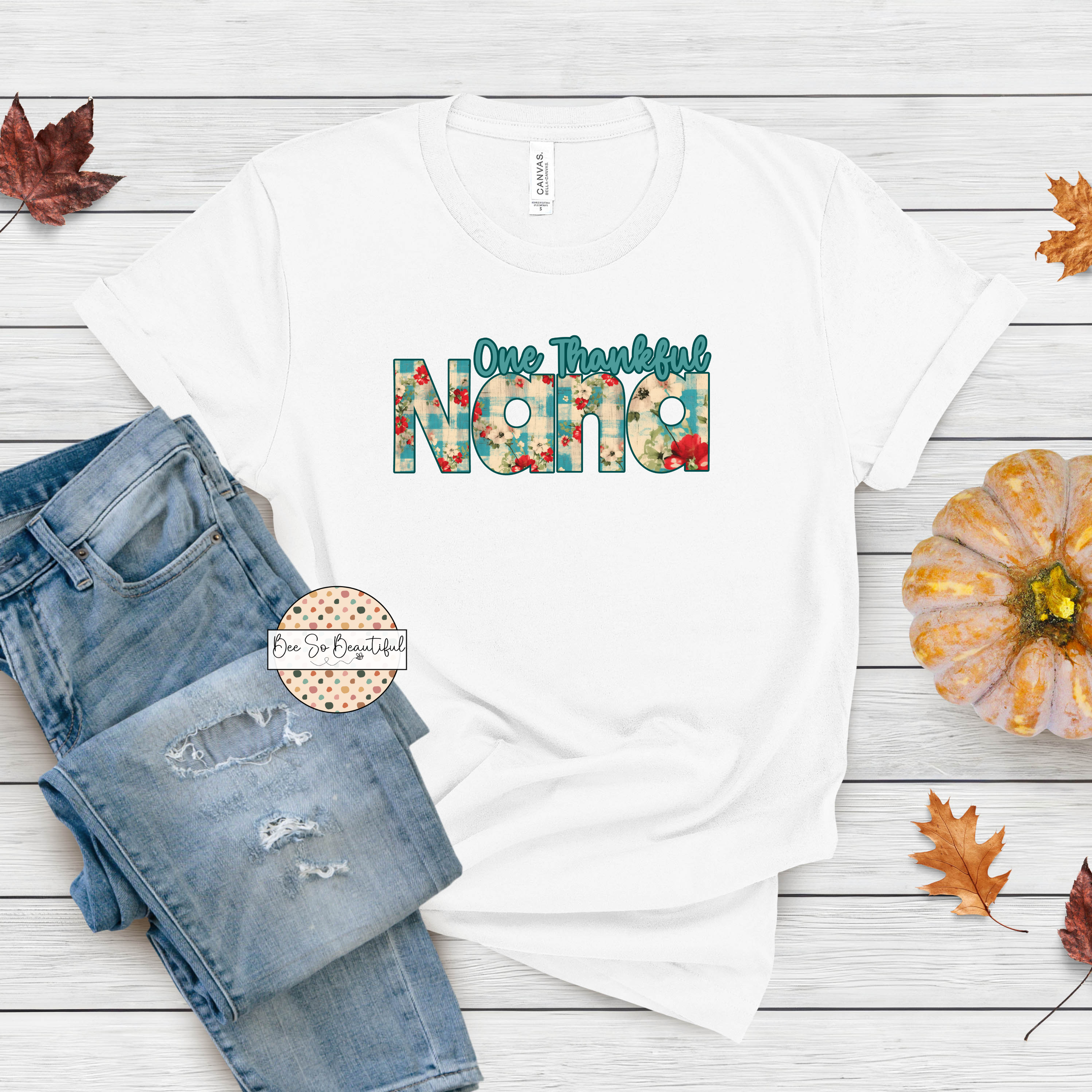 One Thankful Custom Plaid Floral