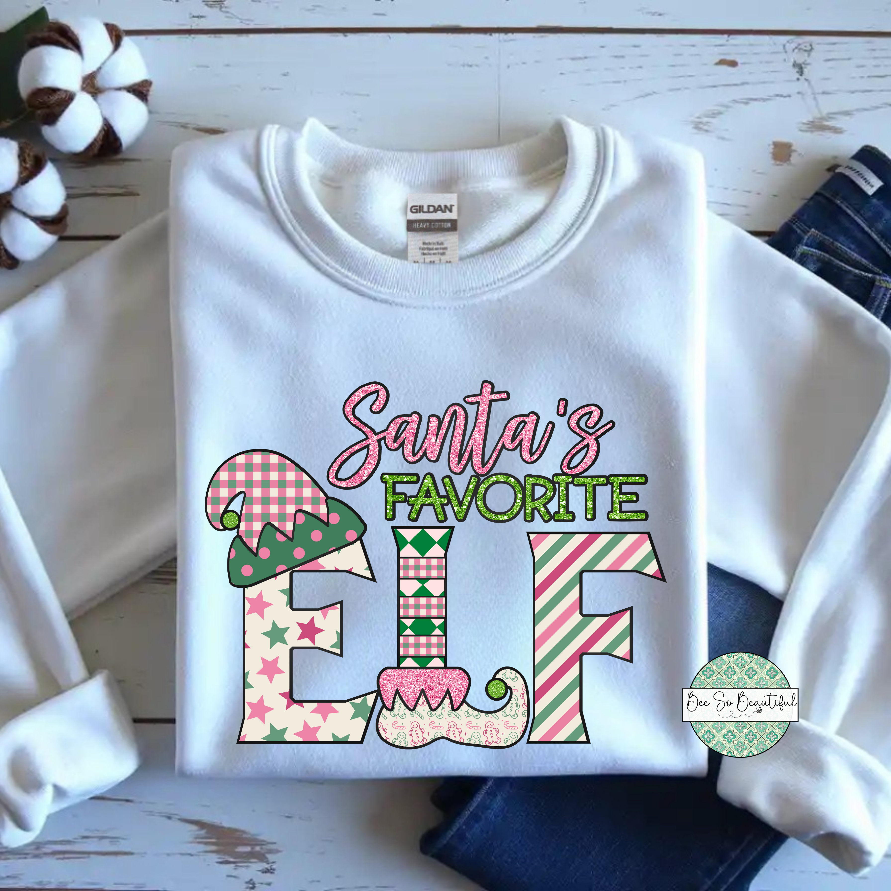 Santa's Favorite Elf Pink and Green