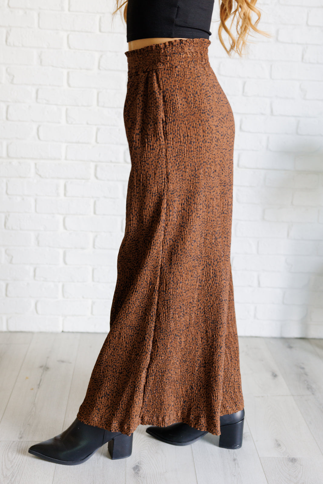 Harmony High Rise Wide Leg Pants in Brown