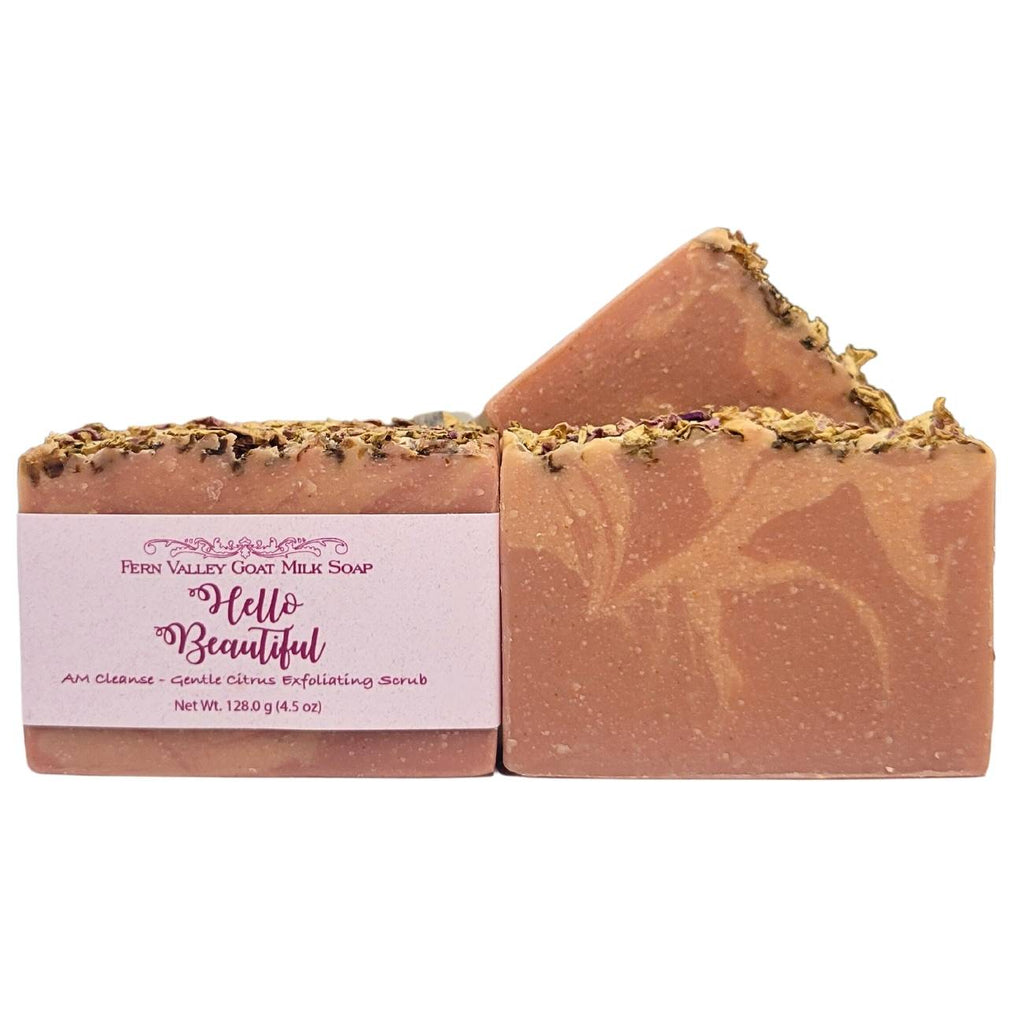 Natural Goat Milk Soap | Exfoliating Scrub | Hello Beautiful AM Cleanse