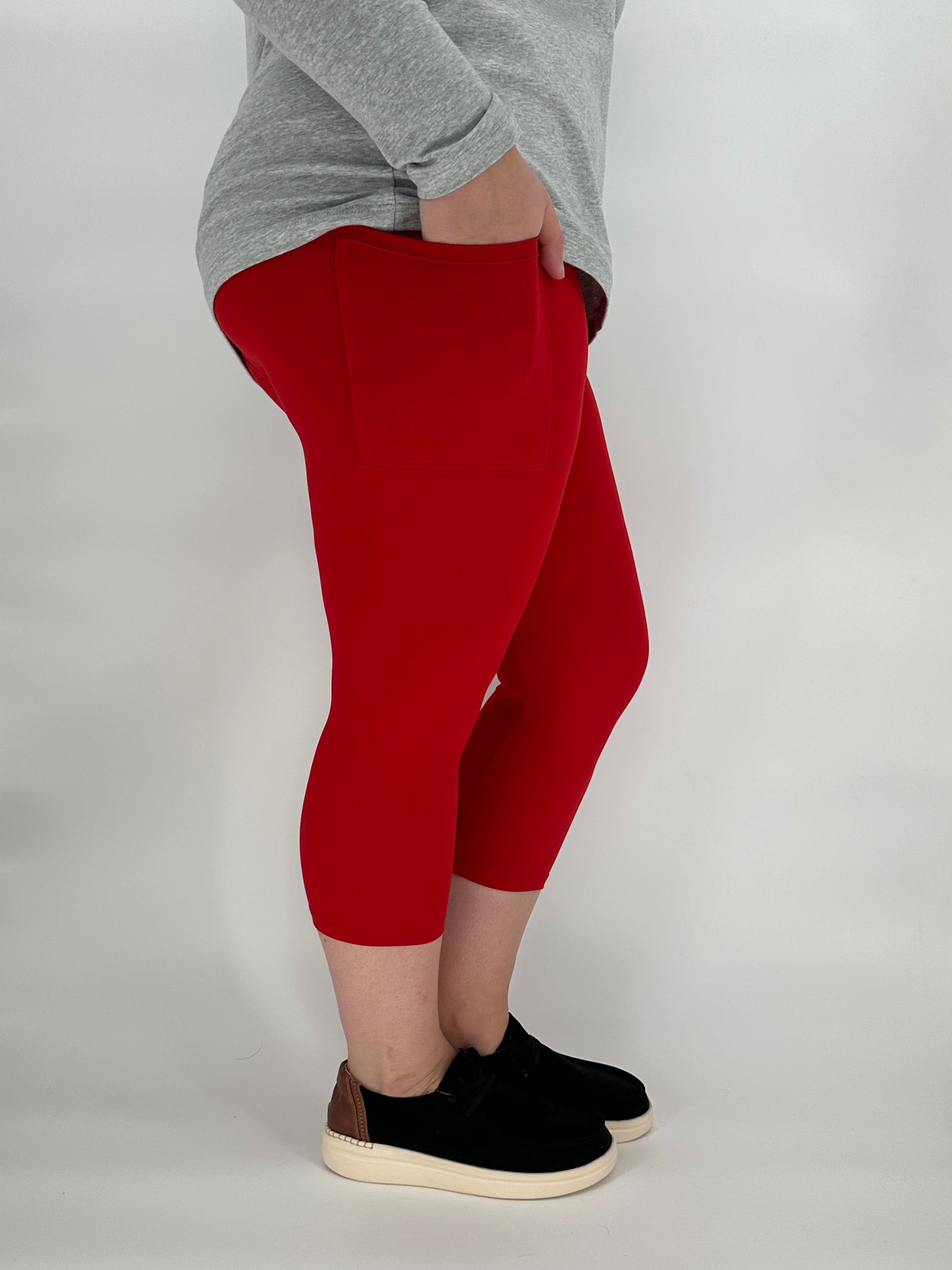 Ruby Red Leggings/Capri w/ Pockets