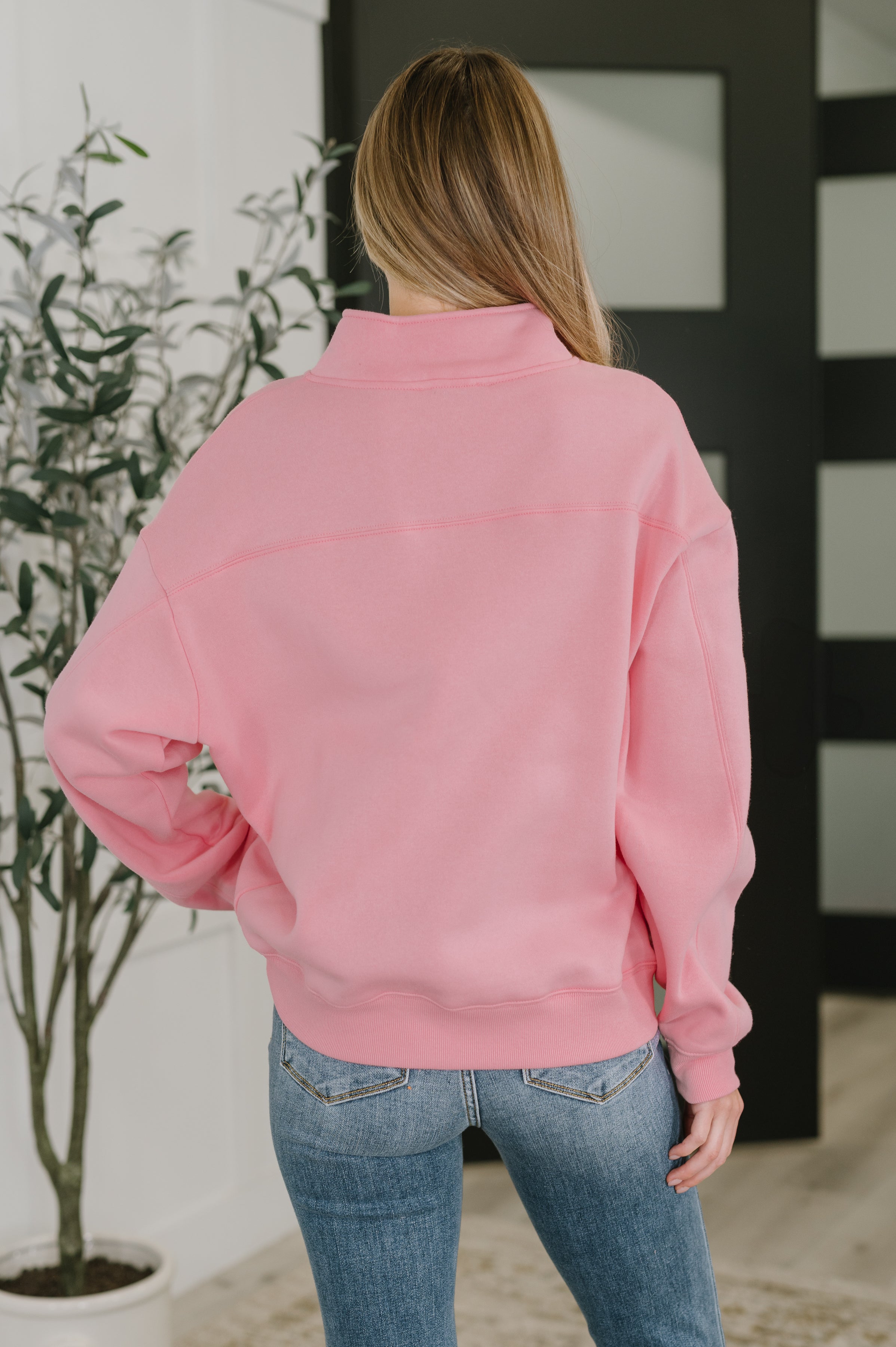 Sweater Weather Half Zip High Neck Pullover in Dark Pink