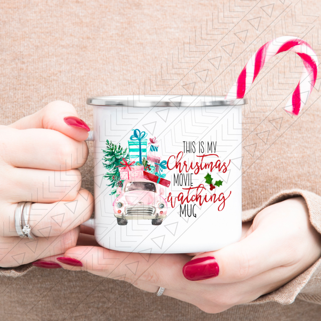 Christmas Movie Watching Enamel Mug Mug