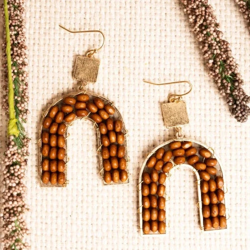 WESTCOAST WOODEN BEAD TEARDROP EARRINGS