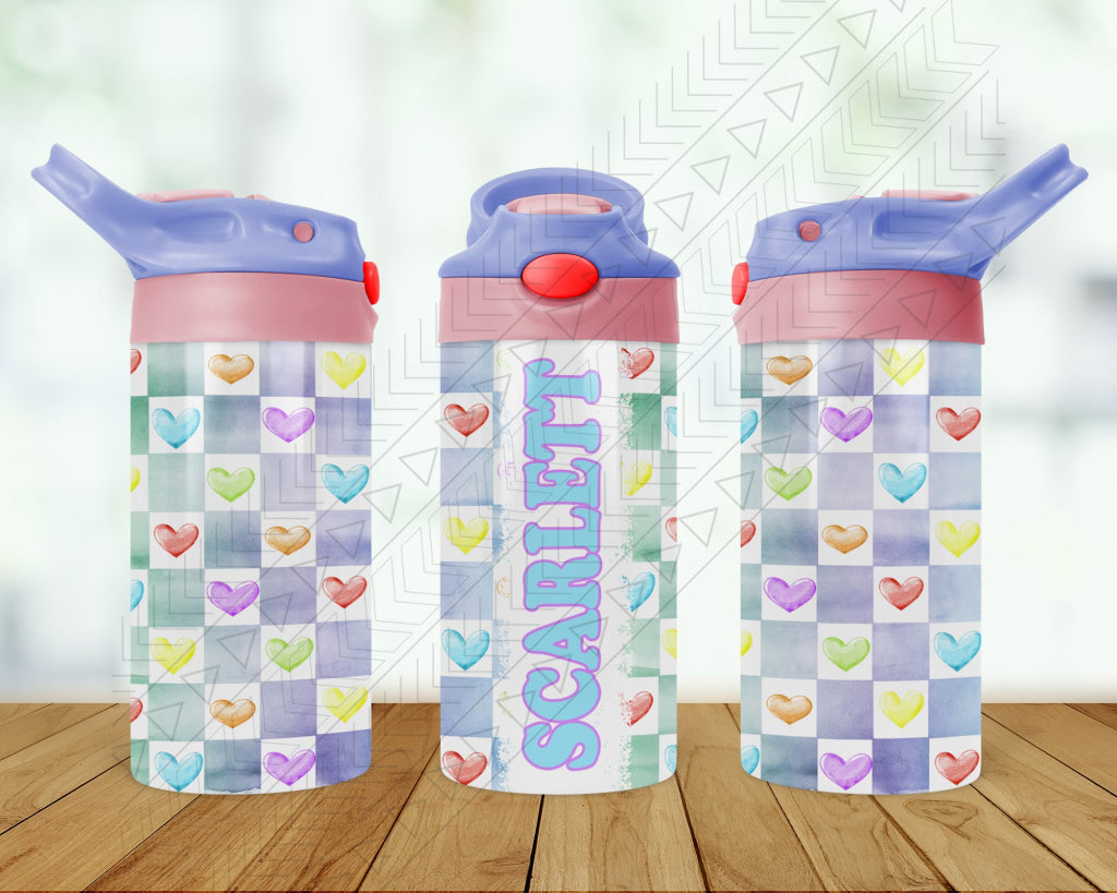 Watercolor Hearts Kids Bottle